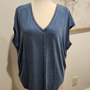 White House Black Market Blue V-Neck Muscle Tee